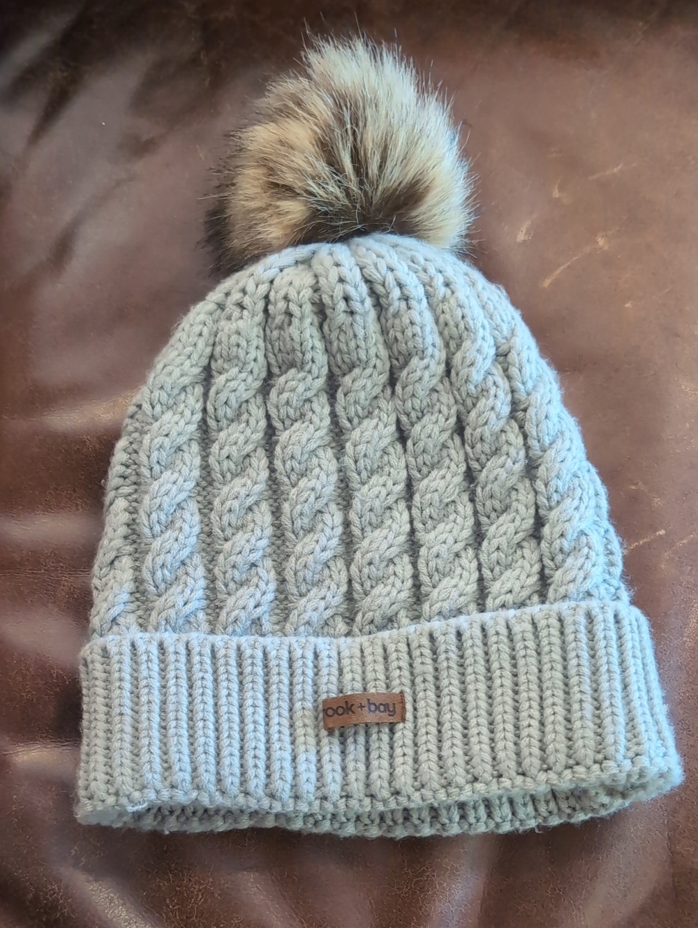brook + bay Gray Knit Pom Pom Beanie Winter Hat